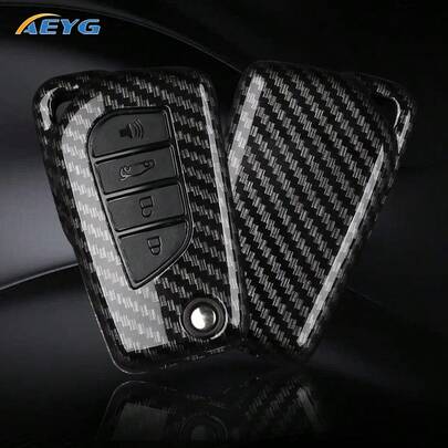 Carbon Fiber Texture ABS Car Key Shell Protective Cover For RAV4, Camry, Corolla, Avalon, C-HR, GT86, Hilux, Fortuner Models 2012-2024
