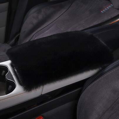 1 Piece Luxury Faux Fur Armrest Cushion - Soft Yellow Plush Winter Warm Cushion, Car Comfort, Comfortable Central Console Support, And Stylish Interior Upgrade