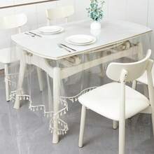 1 قطعة مفرش طاولة مستطيل شفاف مع شرابات - مفرش طاولة شرابات عتيق - مفرش طاولة بطراز إنس، مناسب للتناول، الحفلات، المطاعم، ديكور طاولة المقهى - أبيض - مشاهدة 12