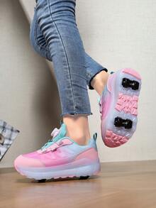 4-Season Kids Roller Skate Shoes With Upgraded Stability & Comfort, 4-Wheel Detachable Design For Daily Wear, Leisure & Sports