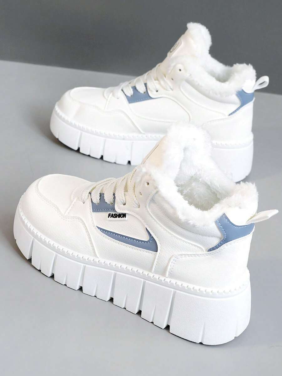 女士厚底休闲运动鞋，时尚新款，冬季保暖内衬 - 日蘭 - 查看 1