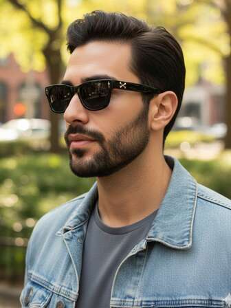 1 件复古方形男士时尚眼镜 - 小镜框，适合日常休闲佩戴 - 酷炫黑色时尚眼镜，完美的礼物之选