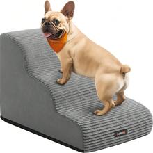 Dog Stairs, Pet Stairs, for Small Dogs, Bed, Sofa, Waterproof Cat Stairs, Non-Slip, Gringe Tilt, Removable Washable Cover, Handle, Grey - Grau - Übersicht 7
