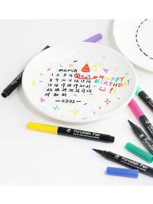 12 Colors Ceramic Painting Markers, Suitable For DIY Graffiti, Water-Based, Fade-Resistant, Perfect For Creating Art On Ceramic And Glass, Ideal Gift For Halloween, Christmas, Easter, New Year And Birthday - Multicolor - View 6
