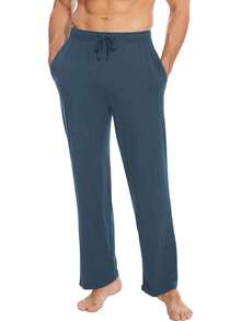 Mens Pajama Pants - Viscose Made From Bamboo, Soft Sleep Pants Comfy Drawstring Lounge Bottom With Pockets Sweatpantshalloween - Grayish Green - View 5