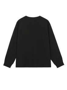 男士亨利领华夫格针织套头T恤，亨利领，针织面料，简约休闲，纽扣设计，适合日常穿着和轻商务场合，复古风格，长袖上衣 - 黑色 - 查看 3