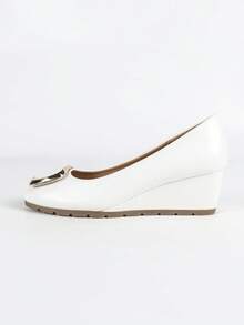 Women's Fashion Wedge Heel Soft Comfortable Pointed Toe High Heels - White - View 6