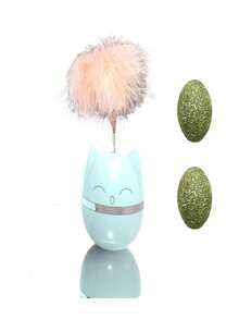 3 szt. – zabawki dla kotów na nudę, kulki z kocimiętką do gryzienia i łagodzenia nudy, samoprzylepna pałeczka z piórkami Hi Bell do drażnienia kota, zapobiegająca upadkom, kulki Weng do zgrzytania zębami, plastikowe zabawki dla kotów do gryzienia i obracania