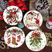 4 Stücke/8 Stücke Weihnachts-Themen Untersetzer, Weihnachtsmuster saugfähige Getränkeuntersetzer für Kaffee, Küche, Tisch, Raum, Bar Dekoration, Weihnachtsgeschenk - Verschiedenfarbig - Übersicht 6