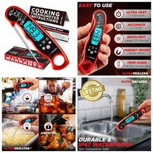 prlisse Parrillas Alfa lectura instantnea de termmetro de carne. Ultra rpida herramienta Digital de cocina con barbacoa tabla de temperatura interna. - Negro/Rojo - Ver 1