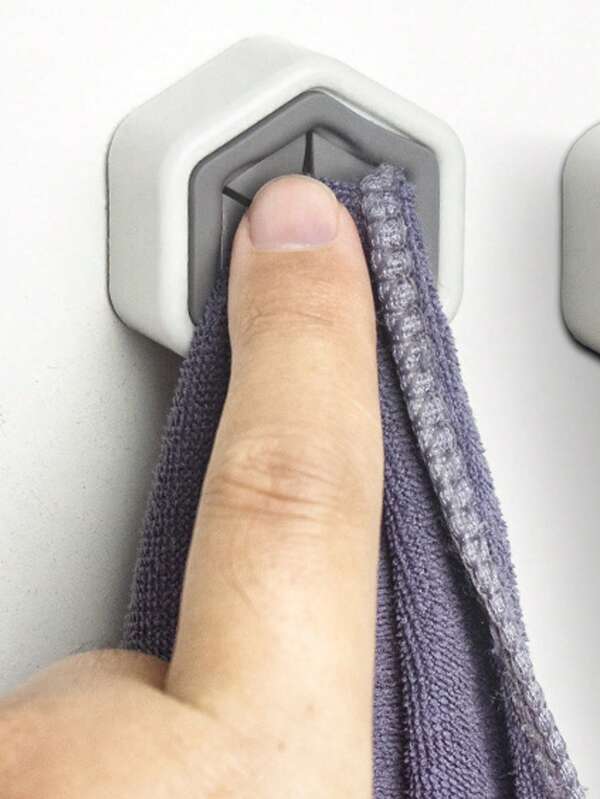 5pcs Set Of Hexagonal Towel Hooks, Creative Face Towel Storage Plug, Hole-Free Rag Storage Rack, Versatile Home Kitchen Accessories, Utility Hooks