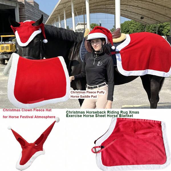Suministros ecuestres profesionales para Navidad: Almohadilla para sudor de caballo de Navidad, Manta de caballo de Navidad, Gorro de oreja de caballo de Navidad, Accesorios decorativos de caballo de Navidad