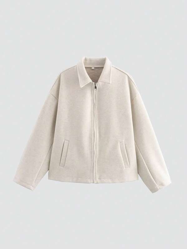 Women's Fashionable Simple And Versatile Commuting Zipper Woolen Coat Tops