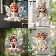1/4 pièces Pendentif ange en acrylique, accessoires de voiture, ornements de Noël pour la maison des femmes, décorations d'arbre de Noël, fournitures de fête amusantes pour les vacances