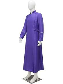 Men's Cassock Choir Long Cassock Minister Robe Clergy Pulpit Liturgical Church Robe 4 Colorshalloween - 紫色 - 查看 9