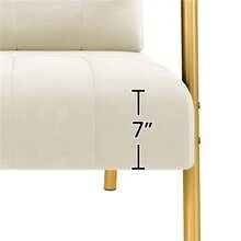 Butterslay 1pc Upholstered Accent Chair Modern Velvet Chair With Golden Metal Legs & Cozy Pillow, Leisure Arm Chair For Home Office - 米色 - 查看 7