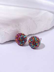 Orecchini a bottone in argento sterling 925 con cristalli scintillanti a sfera da discoteca, gioielli natalizi, regali di Natale per donne, 10mm