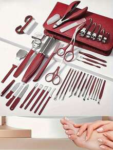 22/28/42pcs Premium Stainless Steel Manicure Set, Nail Clipper, Nail File, Cuticle Nipper, Eyebrow Scissors, Personal Care Tools, Gift Box, Suitable For Men And Women
