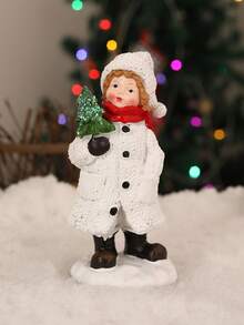 1个优雅雪人树脂雕像，手捧礼盒和圣诞树，圣诞雪人摆件装饰，适用于圣诞节、感恩节、新年装饰，室内桌面摆放，玄关装饰，派对装饰，送给家人和朋友的圣诞礼物，冬季房间装饰，圣诞家居装饰，圣诞礼物，圣诞装饰品 - 彩色 - 查看 9