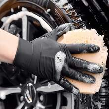 Schwarze Einweghandschuhe - latexfrei, puderfrei Nitrilhandschuhe für Haushaltsreinigung, Allzweckreinigung, Tätowieren und Haarfärbung - in verschiedenen Größen erhältlich - Schwarz - Übersicht 8