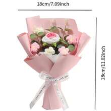Ramo de flores de ganchillo Flor de punto Decoración del hogar Regalo del día de la madre Flores artificiales para el cumpleaños del día - Rosa - Ver 8