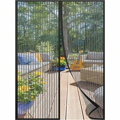 Puerta mosquitera magnética de 100*210 cm, cortina mosquitera resistente a moscas e insectos - autosellante, fácil de instalar sin taladrar.