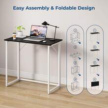 Dripex Folding Desk Foldable Small Computer Desk Writing Table For Small Place Easy Assembly, Black - Black - View 4