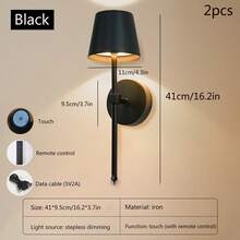 2 piezas Lámparas de pared recargables con sensor táctil a batería, Lámpara de pared LED recargable, Iluminación con regulación continua, Adecuada para decoración de pared, sala de estar, dormitorio, pasillo, regalo, luz nocturna - Multicolor - Ver 12