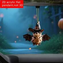 Adornos clásicos de Halloween para el árbol de Navidad con forma de perro: calabaza y murciélago. Etiquetas colgantes para el hogar. - Negro - Ver 3