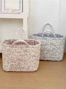 1 Pc Style Floral Large Laundry Basket Large Capacity Portable Storage Basket Foldable Snack Basket With Handle For Women And Girls Cosmetic Storage Basket Toy Storage Basket Skincare Storage Basket Women Makeup Storage Multifunctional Storage Basket Cosmetic Organizer Home Decor Livingroom Bedroom Decor Bathroom Decor