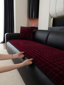 1 chiếc đệm ghế sofa lông nhân tạo cao cấp, vỏ bọc ghế sofa tối giản và mềm mại, phù hợp với mọi mùa, chống bụi và trầy xước để bảo vệ ghế sofa, thích hợp cho phòng khách, phòng ngủ, phòng làm việc - Đỏ - Xem 6