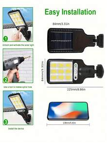 1pc 2200W Outdoor Solar Motion Sensor Floodlight - With Remote Control And LED Wall Light Functions, Motion Sensor Garden Security Light - Energy Saving Waterproof, Outdoor Wall Porch Garage Driveway Lamp