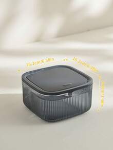 1pc Desktop Trash Can With Lid - White With Gold Trim - Removable Small Garbage Bin, Plastic Waste Basket, Easy Press Open Cover, Suitable For Bathroom, Office, Vanity, Coffee Table, Kitchen Table, Dining Table / Room, Bedroom, Bathroom, Kitchen - Gray Striped Trash Can - Multicolor - View 12