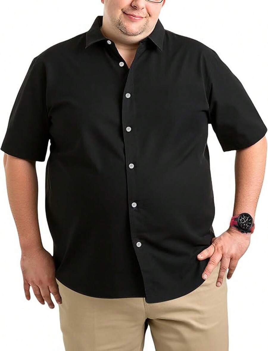 Button Down Shirts For Men Causal Big And Tall Shirt Short Sleeve Beach Summer Work Tops Plus Size 2XL-7XLhalloween - 黑色 - 查看 1
