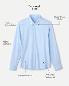 Camisa de oficina para hombre, camisas de vestir de rendimiento para hombre, lavables a máquina, resistentes a las arrugas, corte slim fit con botones - Cuadros azul marino/grises - Ver 9