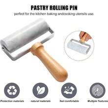 Rodillo de repostera de mrmol con superficie lisa, antiadherente y verstil, con de madera de haya y acero inoxidable, para hornear galletas, pizza, tartas y ms - (Textura 1) - Ver 3