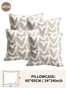 1个/2个/4个装涤纶心形图案枕套（不含枕芯），柔软舒适，四季皆宜 - 彩色 - 查看 38