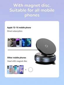 1 pièce Support de téléphone portable magnétique multi-fonctionnel populaire pour voiture. Ventouse pour tableau de bord, surfaces lisses et écrans électroniques. Support magnétique rotatif compatible avec , Android, idéal comme cadeau d'anniversaire, pour la famille et les amis. Accessoire de voiture.