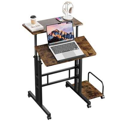 Dripex Standing Desk, Height Adjustable Rolling Desk With Tilting Table Top, Sit-Stand Workstation With Wheels, 60 X 60 Cm, Laptop Table, Workstation For Home And Office