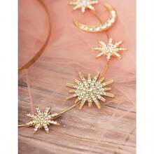 2 Pcs Crystal Halo Crown GoldandSliver Star Baroque Headband Goddess Headpiece Bridal Wedding Tiara And Crowns Hair Accessories For Women And Girls Gold And Sliver