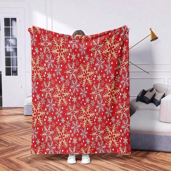 1pc Contemporary Flannel Blanket, Popular Design Pattern Blanket, Comfortable Warm Digital Printed Knitted Blanket, Suitable For Napping, Sofa, Office, Camping, Multipurpose Gift, All Seasons