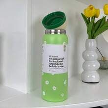 Water Bottle 32oz,Multiple Colors Are Available,With Straw,Heat Preservation Time More Than 24 Hours, Cold And Hot Water Can Be Insulated, Can Make Coffee, Frozen Drinks, Beautiful Appearance, Exquisite Workmanship, Suitable For Camping, Work, Indoor Use. - Hoa cúc Darling-32oz - Xem 2