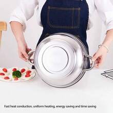 Utensilios de Cocina de Acero Inoxidable de Grado Alimenticio, Olla 27, 2 Capas, Bao Mara, Fcil Visualizacin, Calentamiento Rpido, Carga de 15 Kg, Ahorro de Energa - plateado - Ver 7