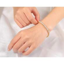 MDFUN 2 Peças Conjunto de Pulseiras de Tênis Luxuosas e da Moda com Zircônia de 4,0 mm nas Cores Platina e Dourada, Adequadas para Uso Diário de Homens e Mulheres