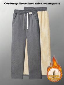 Women'S Thermal Lined Straight Leg Sweatpants, Warm And Comfortable Casual Pants For Winter Tights - Dark Grey - View 3