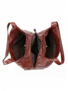 Dedoo Túi xách đeo vai kiểu xô dành cho nữ, túi tote thời trang tối giản dung tích lớn, túi đeo vai bằng da giả mềm mại, túi xách có khóa kéo. - màu nâu - Xem 2