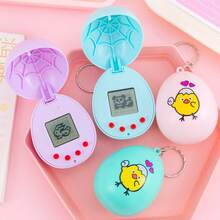 4pcs/2pcs/1pc Electronic Pet Toy, Black & White Screen, Handheld Mini Flip Cover Egg Game Console Pendant, Virtual Pet Raising, Electronic Game Rearing Toy