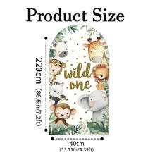 1pc/65pcs 2D Flat Animal Theme Wedding Arch Backdrop, Birthday Baby Shower Party Decor, Green Leaves Elastic Fabric Background (Stand Not Included) - Multicolor - View 31