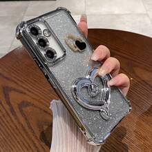 (心形支架) 电镀磁吸防摔透明手机壳，适用于三星 Galaxy A123456789987654321 45G，也适用于 S25/S24/S23/S22 系列、A 系列、OPPO、Redmi、Moto、Pixel、Vivo、OPPO - 銀色 - 查看 4