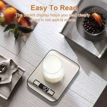 Bscula digital de alimentos, 5 unidades con funcin de tara pilas incluidas - plateado - Ver 7